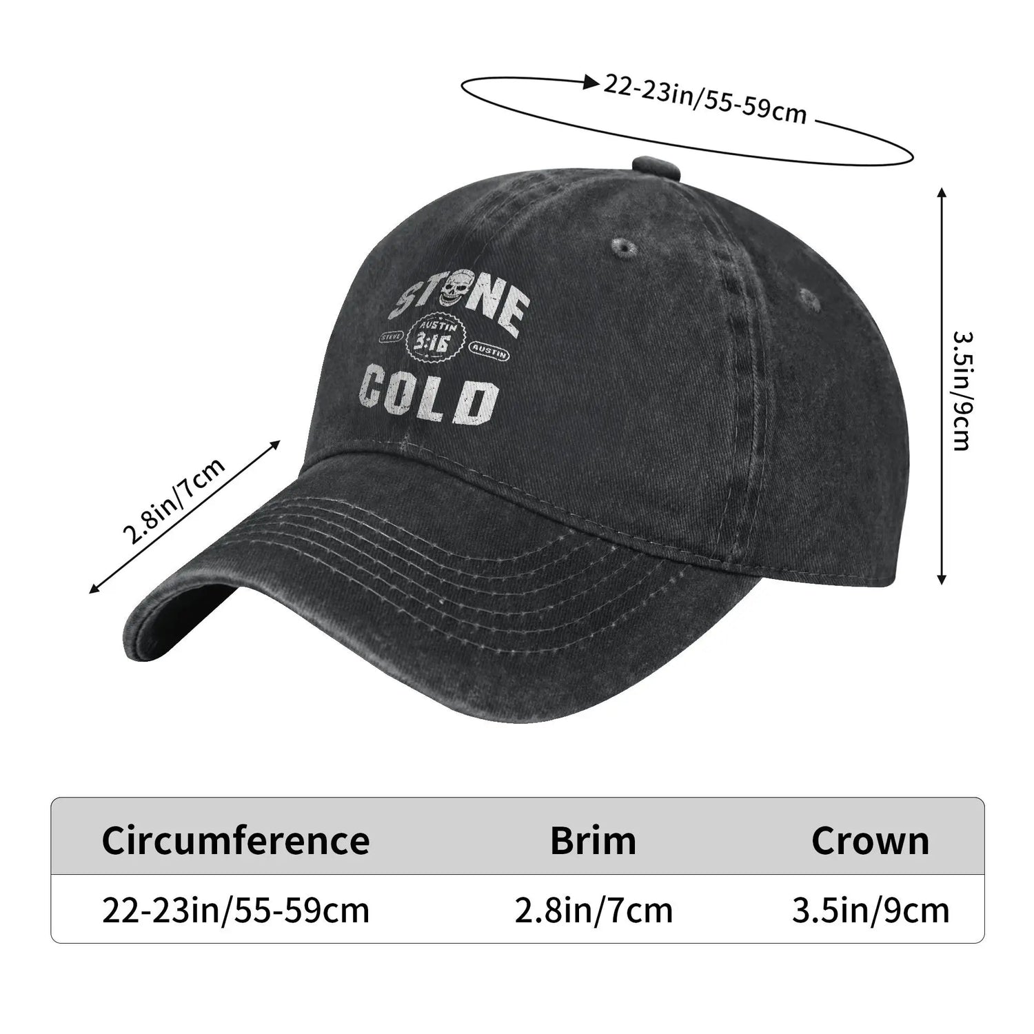Vintage Stones 316 Steve Austin Cold Baseball Cap Unisex Distressed Cotton Headwear Wrestling Skull Outdoor Running Gift Hats