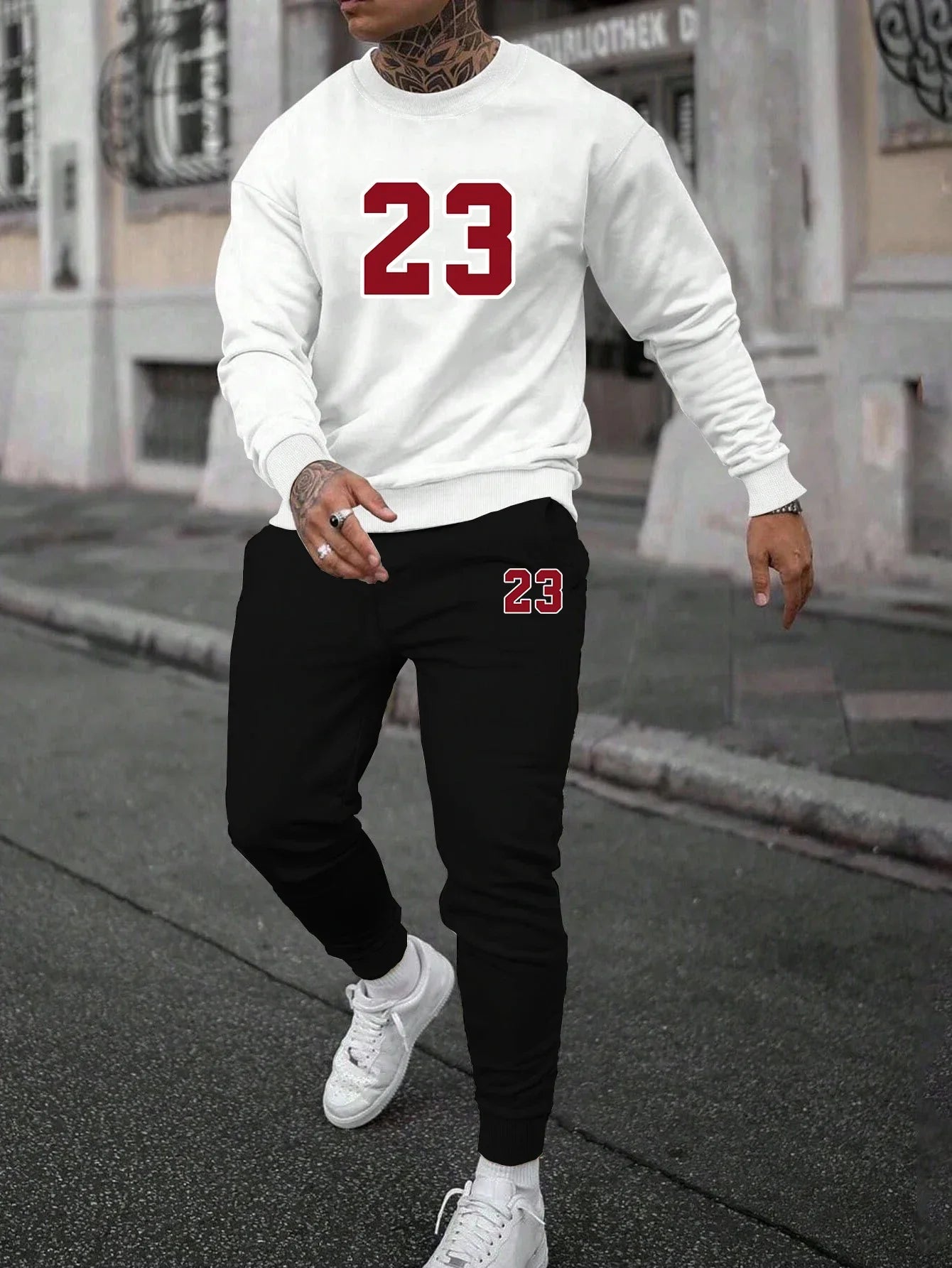 Sports Mens Tracksuit Print Long Sleeves Sweatshirt Sweatpants Casual Gym Jogging Tops Pants Man Clothing Fall Winter Sportwear