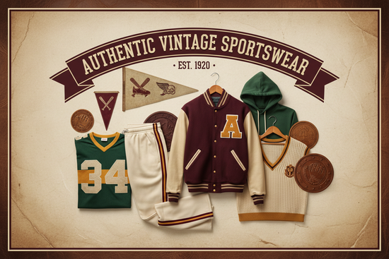 Generate a strong banner with a clear identity for Authentic vintage sportwears,