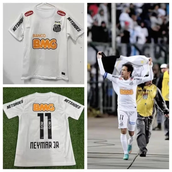 Classic Vintage 11-12 Santossi Family Women Cotton Football Men Jerseys Vintage Little Neymar Football Adults Wear Shirts Unisex