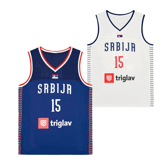 2024 Basketball jerseys SRBIJA 15 jokic Sewing embroidery Outdoor sportswear Hip hop culture blue white Sweat